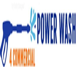 Power Wash 4 Commercial logo with a blue spray nozzle and water splash.