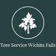 Logo with tree silhouette, text "Tree Service Wichita Falls" on dark green background.