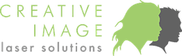 "Creative Image Laser Solutions logo with a silhouette of a face profile in green and gray."