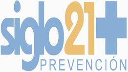 Logo "siglo 21+ Prevención" en colores azul y amarillo.
