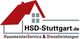 Logo mit rotem Dach, Hausgrafik und Text: "HSD-Stuttgart.de HausmeisterService & Dienstleistungen".