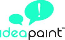 Grünes Logo mit Sprechblasen und "ideapaint"-Text.