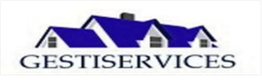 Edificios azules con texto "GESTISERVICES" debajo.