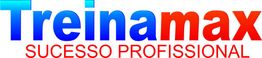 Texto: "Treinamax Sucesso Profissional" em degradê azul e vermelho sobre fundo branco.