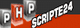 Logo mit den Buchstaben "PHP" und dem Wort "Scripte24" auf schwarzem und rotem Hintergrund.