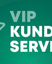 Grüner Hintergrund, weiße Schrift: "VIP KUNDENSERVICE", links ein Umriss eines Sterns.