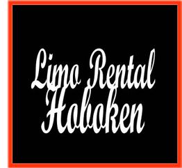 "Limo Rental Hoboken" text in white on black background with red border.