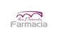 Logotipo con texto "La Pasarela Farmacia" y un diseño de arcos en color borgoña.