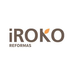 Logo de IROKO Reformas con letra marrón y detalle de hoja naranja.