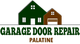 Two geometric houses, one green and one brown, with windows on a dark background.