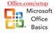 Microsoft Office logo with "Office.com/setup" and "Microsoft Office Basics" text.