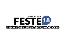 Logo promozionale per feste di 18 anni a Roma, con testo informativo su location migliori.