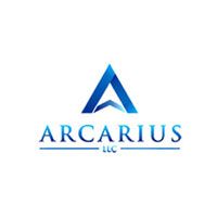 Blue gradient "A" logo above "Arcarius LLC" in blue text.