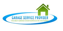 Logo with a green house icon and text: "Garage Service Provider, Best in California."