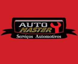 Logotipo da Auto Master em fundo vermelho, com texto "Serviços Automotivos" e uma chave inglesa.