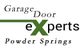 "Logo: Garage Door Experts Powder Springs with a green line and stylized 'experts' text."