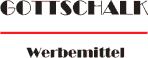 Textlogo: "Gottschalk Werbemittel" in Schwarz mit roter Linie darunter.