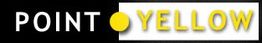Textlogo "POINT YELLOW" mit gelbem Punkt auf schwarzem Hintergrund.