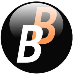Schwarzes rundes Logo mit großen Buchstaben B, eins weiß und ein anderes orange im Hintergrund.