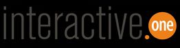 Logo mit dem Text "interactive.one" auf schwarzem Hintergrund, Punkt in Orange.