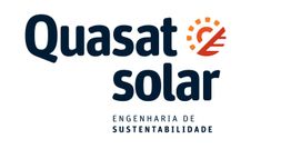 Logo da Quasat Solar com ícone de sol e texto: Engenharia de Sustentabilidade. Fundo branco.