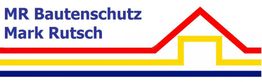 Logo von MR Bautenschutz Mark Rutsch mit roten, gelben und blauen Linien und Text.