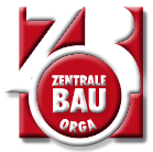 Rotes und weißes Logo mit Text "Zentrale Bau Orga".