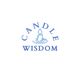 Logo met een blauwe kaars en de tekst "Candle Wisdom" in blauwe letters.