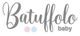 Logo con scritta "Batuffolo baby" e due cerchi, uno rosa e uno azzurro.
