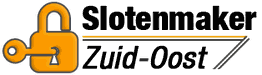 Logo met oranje slot en sleutel, tekst: Slotenmaker Zuid-Oost.
