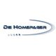 Logo mit dem Text "Die Homepager" und drei Sternen, umrahmt von einem blauen Bogen.