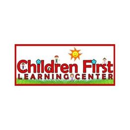 Children First Learning Center logo with playful elements and a sun above.