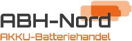 Logo von ABH-Nord, Aufschrift „AKKU-Batteriehandel“ mit stilisiertem Akku-Symbol.