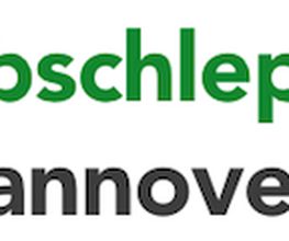 Logo des Abschleppdienstes Hannover mit Fahrzeug und Kran-Symbol.