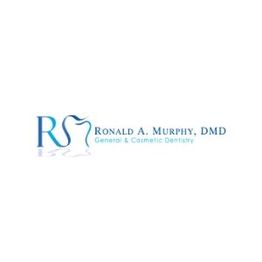 Logo for Ronald A. Murphy, DMD, featuring initials and a tooth design for dental practice.