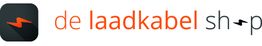 Logo van de Laadkabel Shop met oranje en zwarte tekst en een bliksemschicht icoon.