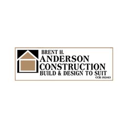 Logo for Brent H. Anderson Construction with a house icon and text "Build & Design to Suit".