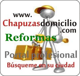 Figura plateada con herramientas y texto: "Reformas, chapuzas a domicilio, portal profesional".