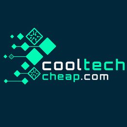 Logo with abstract green shapes and text: "cooltechcheap.com" against a dark background.