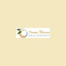 Logo: Orange Blossom Oral Surgery with a floral design on a beige background.