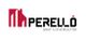 Logo de la empresa Perelló Grup Constructor, con diseño de casas en rojo y texto en negro.