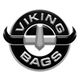 Viking Bags logo with a helmet design in black and silver.