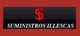 Logo de "SUMINISTROS ILLESCAS" en fondo negro con letras rojas y fondo rojo.
