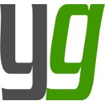 Buchstaben "y" in Grau und "g" in Grün nebeneinander, vereinfacht dargestellt.