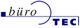 Logo mit dem Schriftzug "büro TEC", stilisierte Buchstaben in Blau und Schwarz.