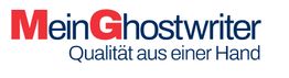 Logo: "MeinGhostwriter" in Blau/Rot, darunter der Slogan "Qualität aus einer Hand".