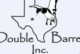 Outline of Texas with a flying duck and text "Double Barrel Inc."