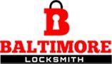 Red "B" padlock logo with "Baltimore Locksmith" text in bold red and black letters.