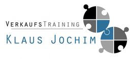 Logo mit Text: "VerkaufsTraining Klaus Jochim" und zwei ineinander greifende Puzzlestücke.