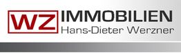 Logo mit Text: WZ IMMOBILIEN Hans-Dieter Werzner, grauer Hintergrund mit rotem Akzent.